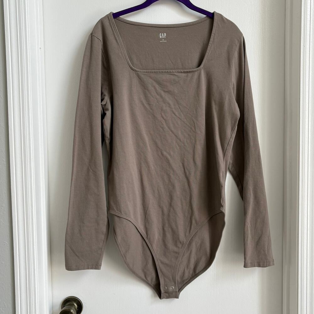 Gap Brown Square Neck Long Sleeve Bodysuit XL